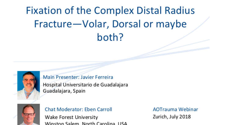 AOTRAUMA Webinar sobre el tratamiento de las fracturas del radio distal